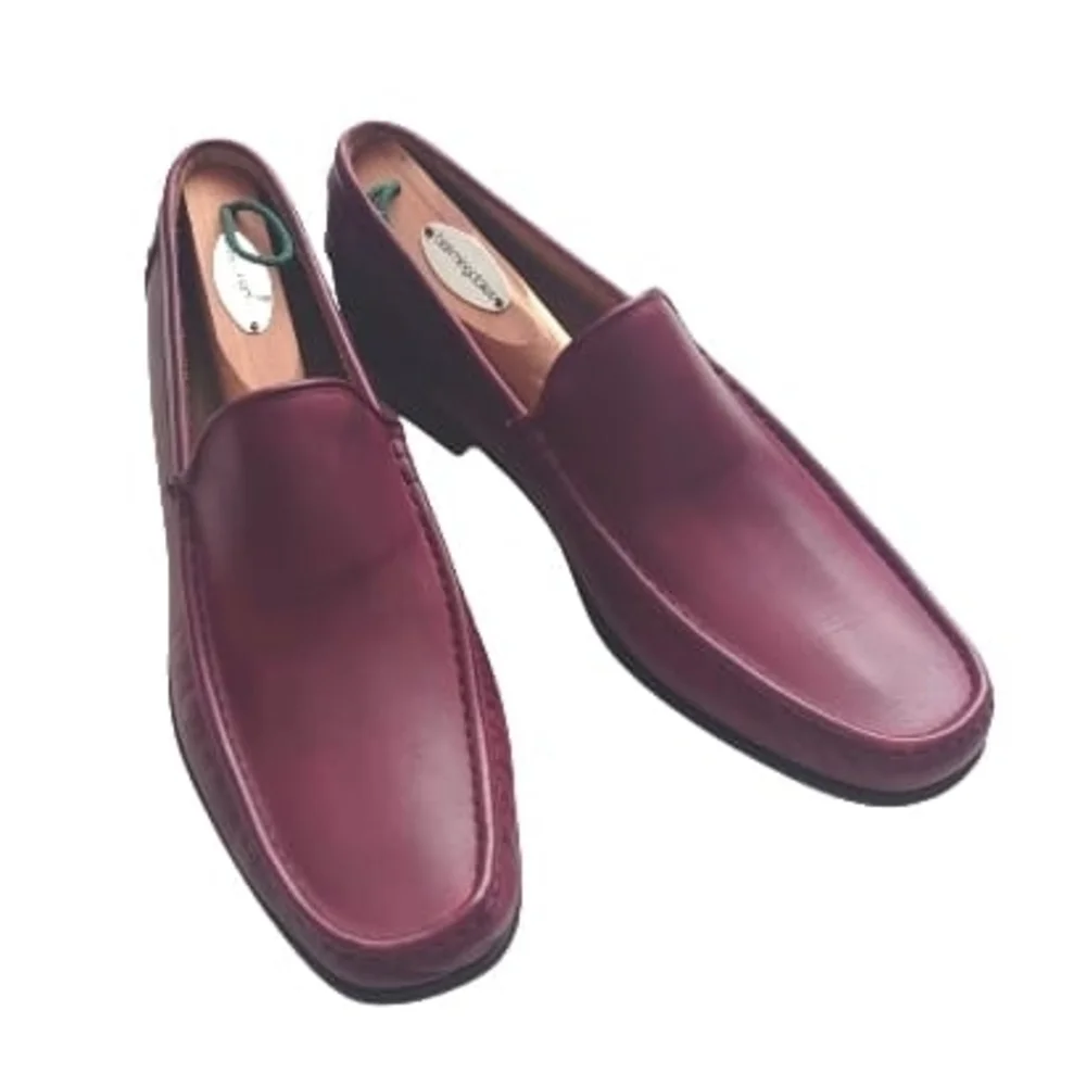KITON Men's Calf Leather Slip on Loafers Shoes Burgundy size 9.5
